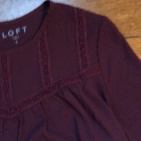 LOFT Bohemian Flowy Peasant Blouse Cabernet Red S - Picture 2 of 5